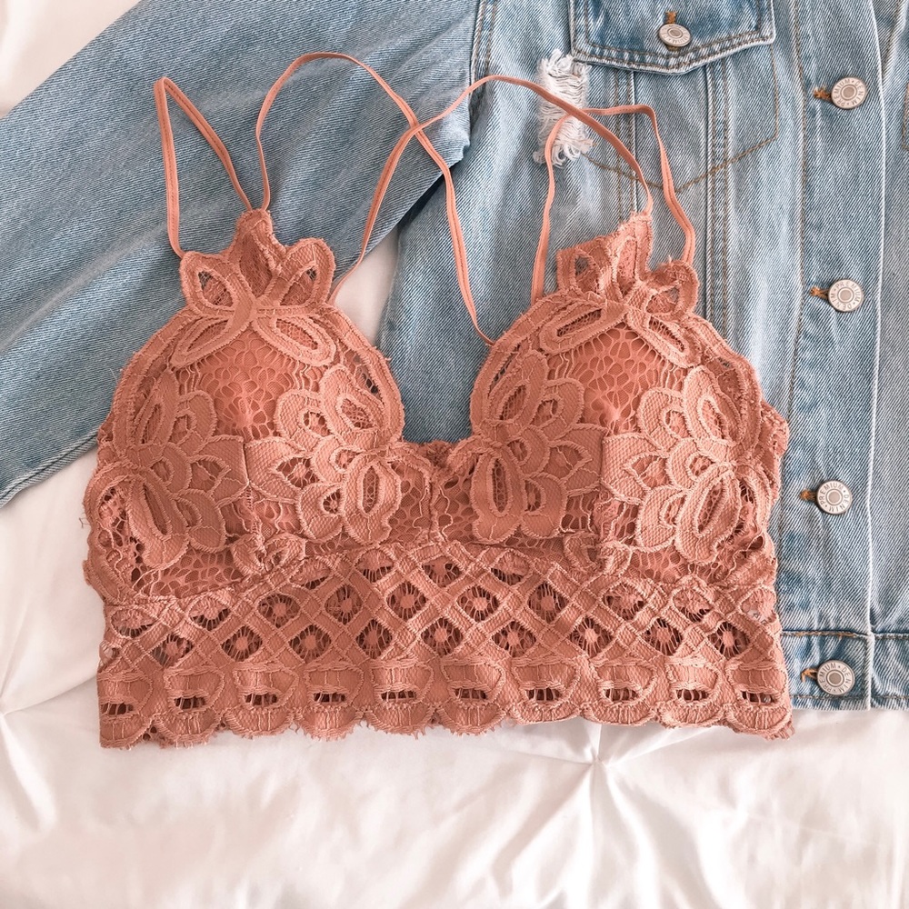 ❗️Last One  S❗️Mocha Crochet Flower Lace Bralette